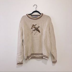 Vintage Shenandoah Sweater Embroidered Ducks Size Large